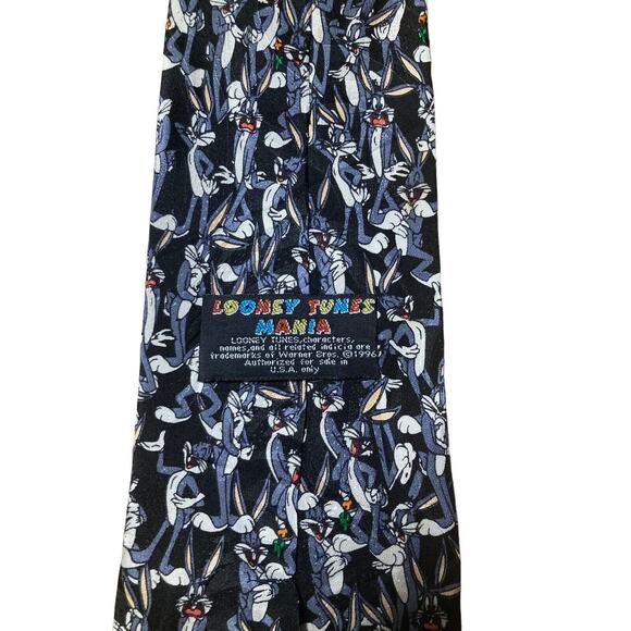 Vintage Looney Tunes Mania Bugs Bunny All Over APO Novelty Necktie 1996 Silk - Picture 4 of 7